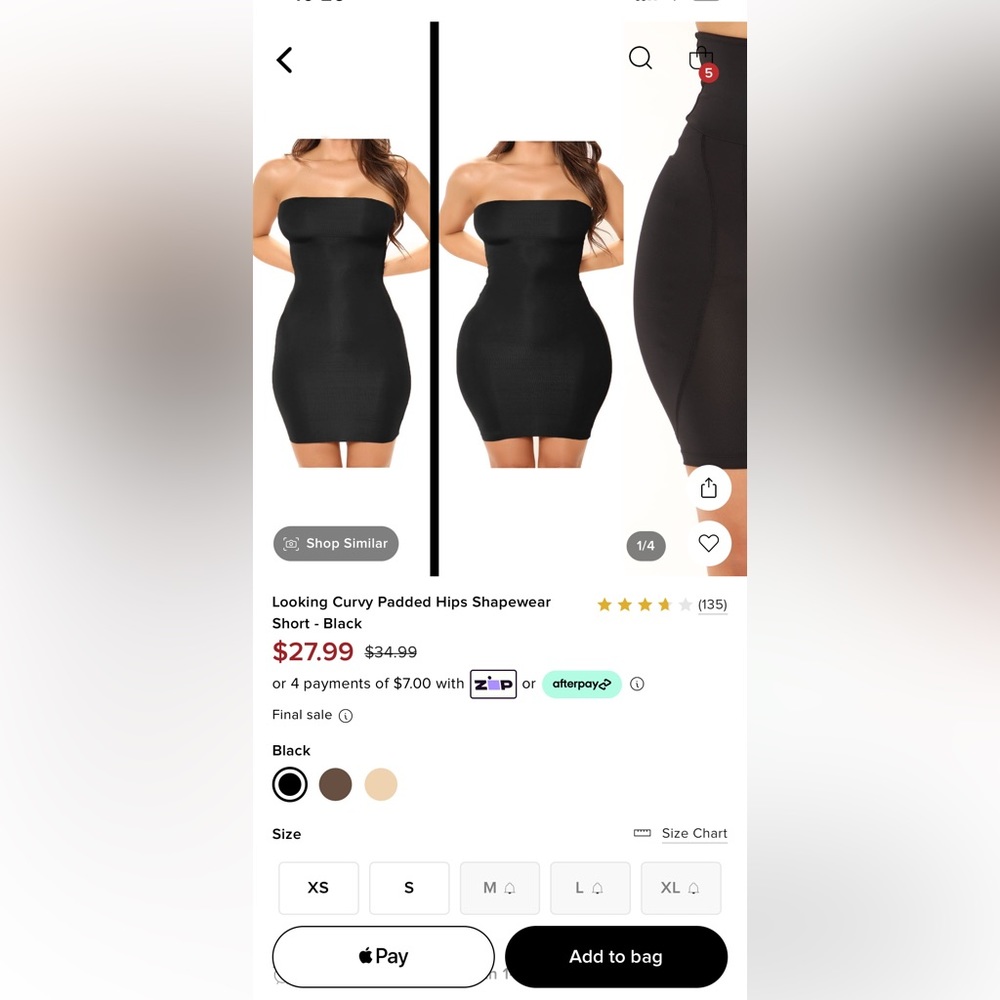 Looking Curvy Padded Hips Shapewear
Short - Black